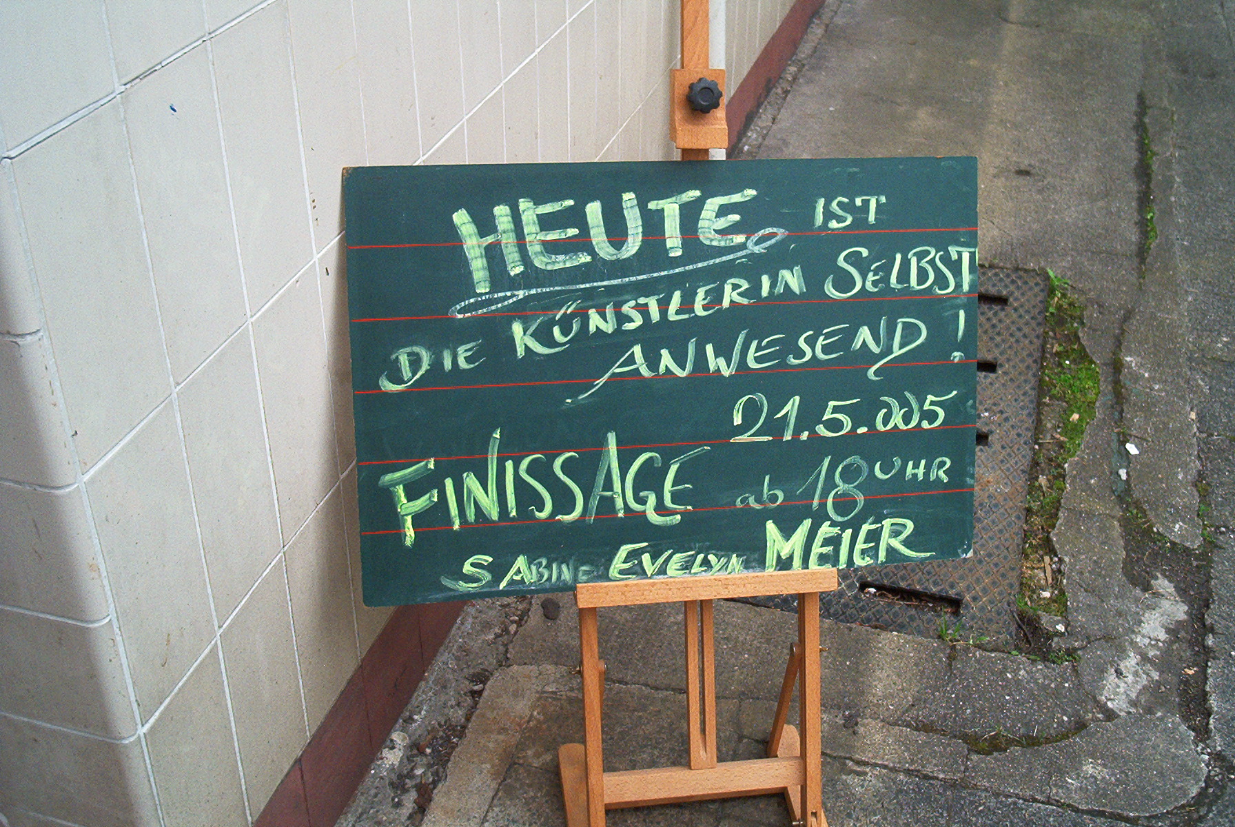 Hinweisschild Finissage